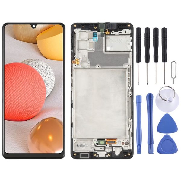 Original Super AMOLED LCD Screen for Samsung Galaxy A42 5G SM-A426 Digitizer Full Assembly with Frame (Black)