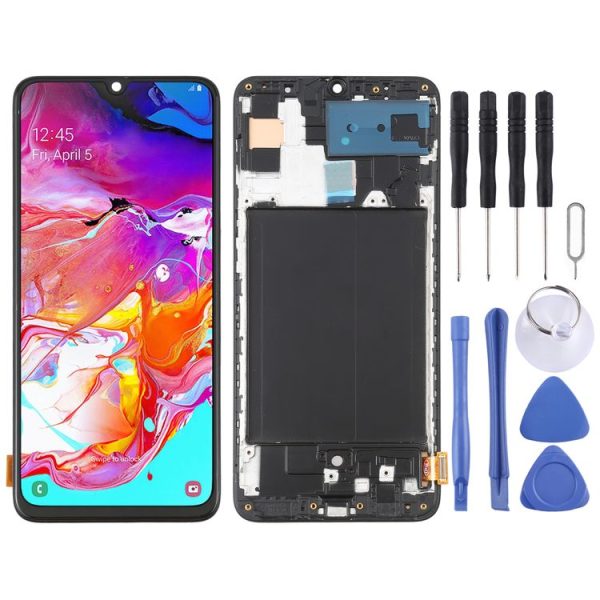OLED LCD Screen for Samsung Galaxy A70 SM-A705 Digitizer Full Assembly with Frame (6.7 inch) (Black)