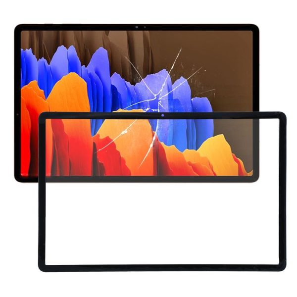 Samsung Galaxy Tab S7+ SM-T970 Front Screen Outer Glass Lens with OCA Optically Clear Adhesive (Black)