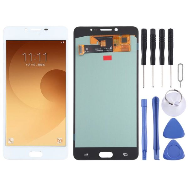 OLED Material LCD Screen and Digitizer Full Assembly for Samsung Galaxy C9 Pro SM-C9000 / C900 (White)
