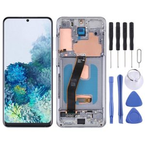 Original Super AMOLED LCD Screen With Digitizer Full Assembly with Frame for Samsung Galaxy S20 5G SM-G981B (Silver)
