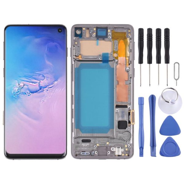 TFT LCD Screen For Samsung Galaxy S10 SM-G973 Digitizer Full Assembly with Frame, Not Supporting Fingerprint Identification (Black)