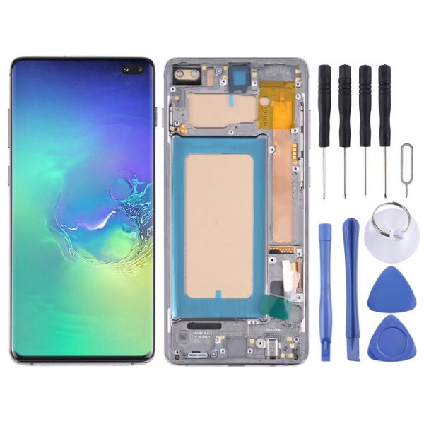 TFT LCD Screen For Samsung Galaxy S10+ SM-G975 Digitizer Full Assembly with Frame, Not Supporting Fingerprint Identification (Black)
