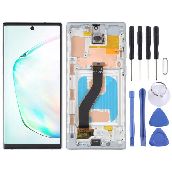 TFT LCD Screen For Samsung Galaxy Note10 SM-N970 Digitizer Full Assembly with Frame, Not Supporting Fingerprint Identification (Silver)
