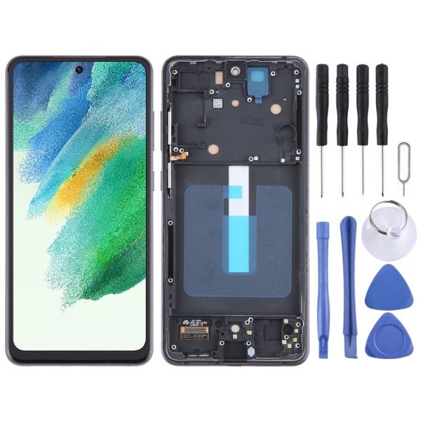 Samsung Galaxy S21 FE 5G SM-G990B TFT Material LCD Screen Digitizer Full Assembly with Frame, Not Supporting Fingerprint Identification (Black)