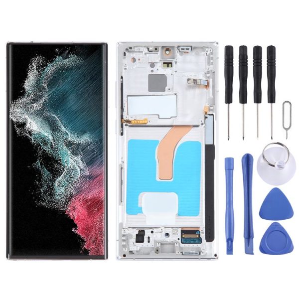 Samsung Galaxy S22 Ultra 5G SM-S908B Original LCD Screen Digitizer Full Assembly with Frame (White)