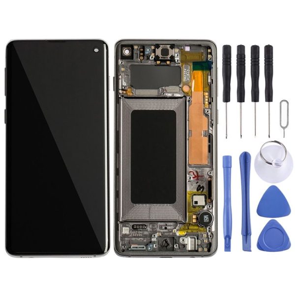 Original Super AMOLED LCD Screen with Frame for Galaxy S10 4G Digitizer Full Assembly (Black) - Image 2