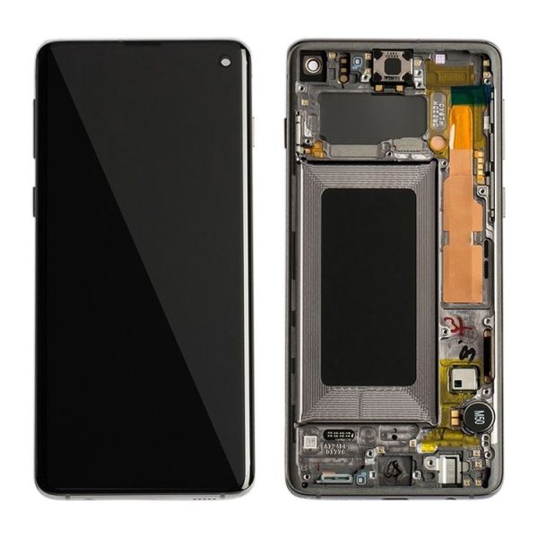 Original Super AMOLED LCD Screen with Frame for Galaxy S10 4G Digitizer Full Assembly (Black) - Image 3
