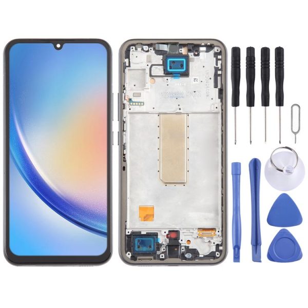 Samsung Galaxy A34 SM-A346B Incell LCD Screen Digitizer Full Assembly with Frame, Not Supporting Fingerprint Identification (Black)