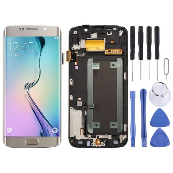 Original Super AMOLED LCD Screen For Samsung Galaxy S6 Edge SM-G925F Digitizer Full Assembly with Frame (Gold)