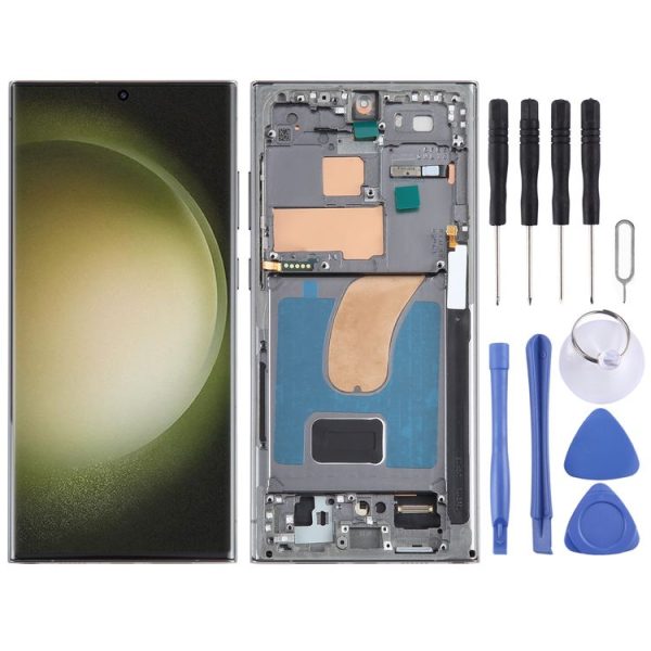 Samsung Galaxy S23 Ultra SM-S918B EU Edition Original LCD Screen Digitizer Full Assembly with Frame (Green)