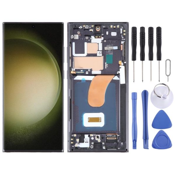 Samsung Galaxy S23 Ultra 5G SM-S918B EU Edition 6.78 inch OLED LCD Screen Digitizer Full Assembly with Frame (Black)