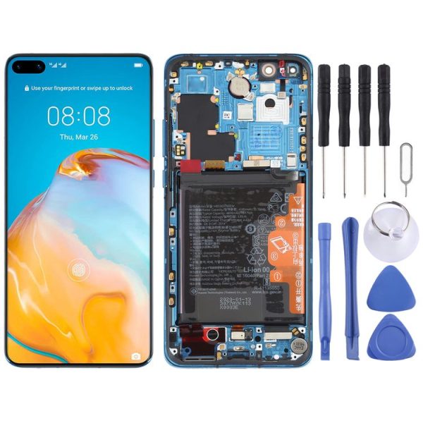 Original OLED LCD Screen for Huawei P40 Pro Digitizer Full Assembly with Frame (Blue)
