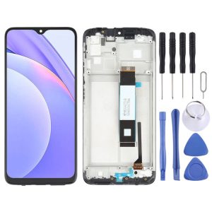 LCD Screen and Digitizer Full Assembly with Frame for Xiaomi Redmi Note 9 4G / Poco M3 / Redmi 9 Power M2010J19SC M2010J19CG (Black)