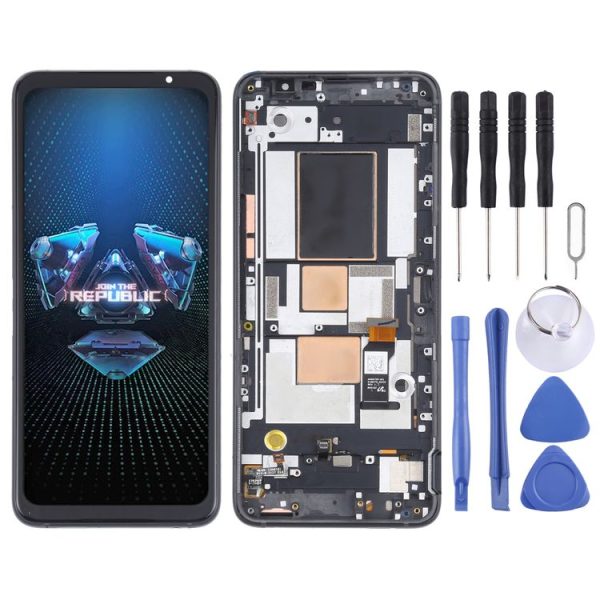 Original OLED LCD Screen for Asus ROG Phone 5 ZS673KS Digitizer Full Assembly with Frame(Black)