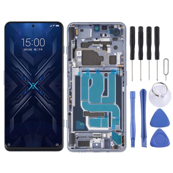 Original LCD Screen and Digitizer Full Assembly With Frame for Xiaomi Black Shark 4 / Black Shark 4 Pro SHARK PRS-H0, SHARK PRS-A0 (Silver)