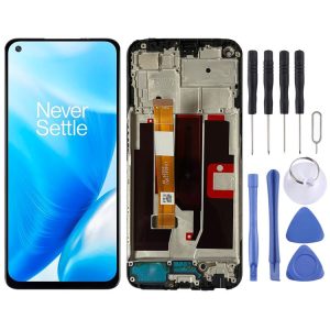 OnePlus Nord N200 5G DE2118 Digitizer Full Assembly with Frame OEM LCD Screen (Black)