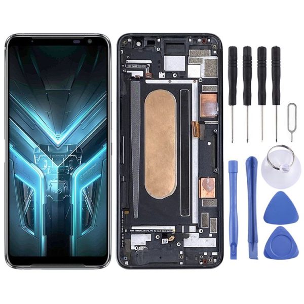 Original OLED LCD Screen for Asus ROG Phone 3 ZS661KS I003DD Digitizer Full Assembly with Frame(Black)