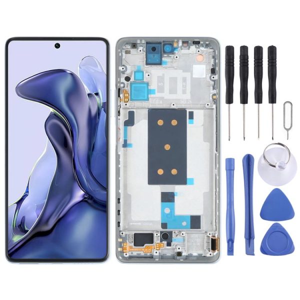 Original OLED LCD Screen for Xiaomi Mi 11T / 11T Pro Digitizer Full Assembly with Frame (Silver)