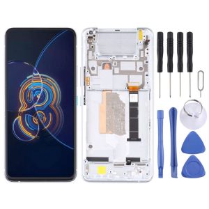 Original LCD Screen for Asus Zenfone 8 Flip ZS672KS Digitizer Full Assembly with Frame(Silver)