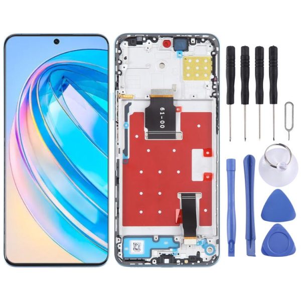 Original LCD Screen For Honor X8a Digitizer Full Assembly with Frame (Blue)