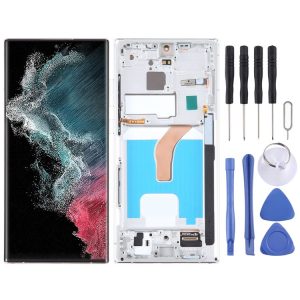 Samsung Galaxy S22 Ultra 5G SM-S908B EU Edition 6.78 inch OLED LCD Screen Digitizer Full Assembly with Frame (Silver)