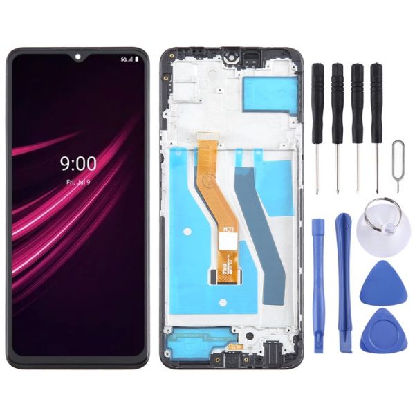T-Mobile REVVL V+ 5G LCD Screen Digitizer Full Assembly with Frame (Black)