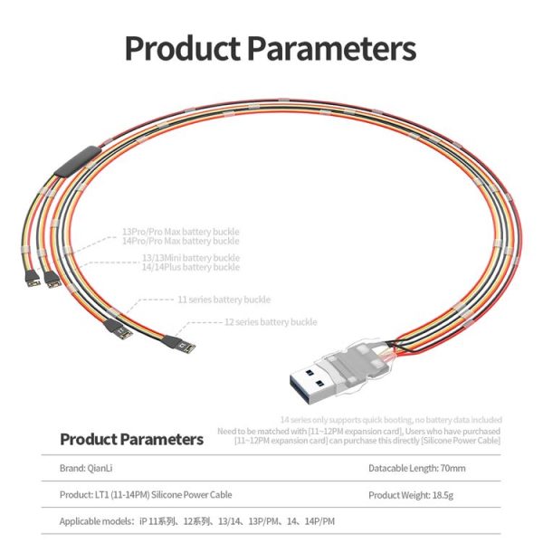 QianLi Silicone Power Cable for iPhone 11 to 14 Series - Image 3