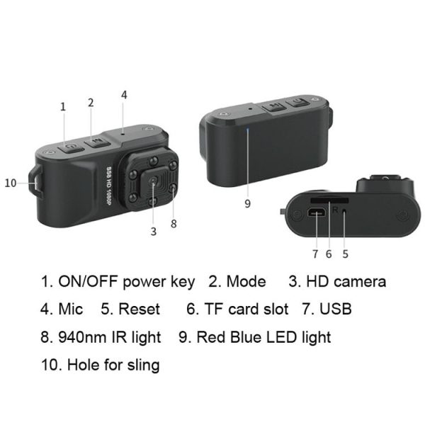 SS8 HD 1080P 30fps Ultra-Mini DV Pocket Digital Video Recorder Camera Camcorder, Support IR Night Vision (Black) - Image 5