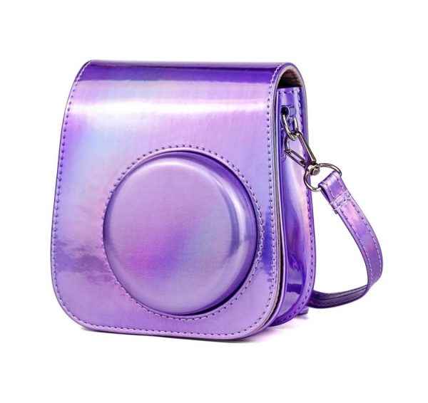 Richwell Portable Aurora PU Leather Camera Case Camera Bag with Shoulder Strap, Suitable for Fujifilm Instax Mini 11 (Purple)