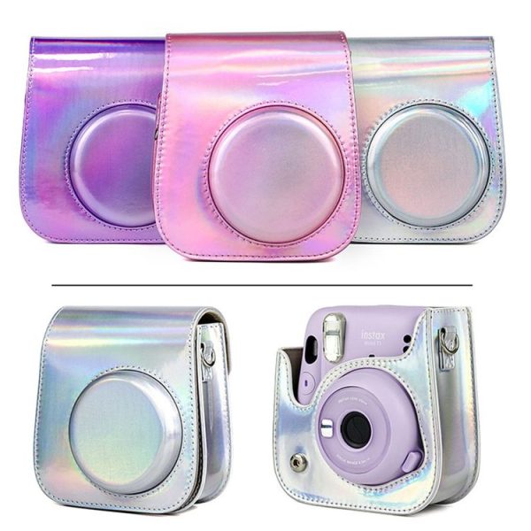 Richwell Portable Aurora PU Leather Camera Case Camera Bag with Shoulder Strap, Suitable for Fujifilm Instax Mini 11 (Purple) - Image 2