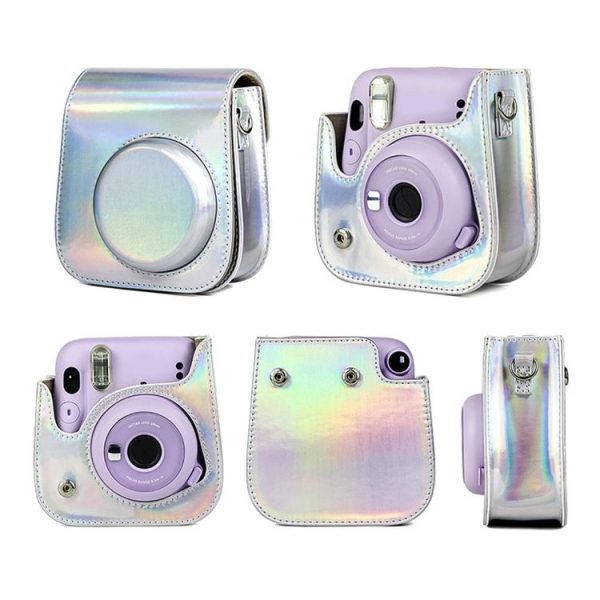 Richwell Portable Aurora PU Leather Camera Case Camera Bag with Shoulder Strap, Suitable for Fujifilm Instax Mini 11 (Purple) - Image 4