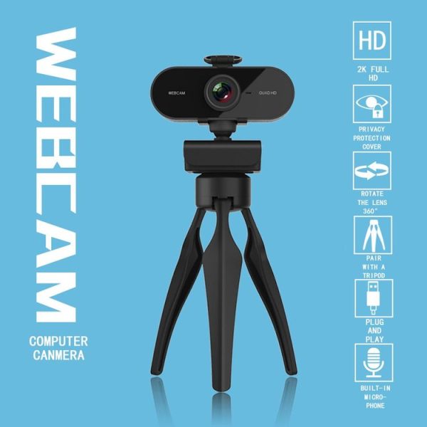 B1 4 Million Pixels 2K Resolution HD 1080P 360 Degrees Rotation Webcam with Mic & Tripod - Image 2