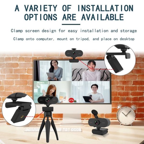 B1 4 Million Pixels 2K Resolution HD 1080P 360 Degrees Rotation Webcam with Mic & Tripod - Image 6