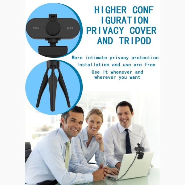 B1 4 Million Pixels 2K Resolution HD 1080P 360 Degrees Rotation Webcam with Mic & Tripod - Image 9