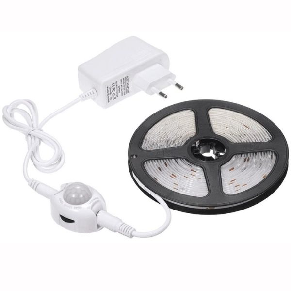 3m Wireless PIR Motion Sensor LED Strip Light 12V Smart Stair Cabinet Wall Lamp, EU plug (Warm white Light) - Image 2