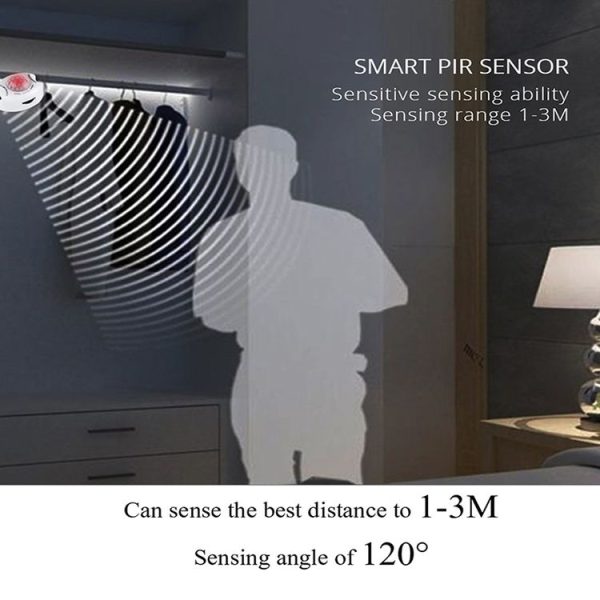 5m Wireless PIR Motion Sensor LED Strip Light 12V Smart Stair Cabinet Wall Lamp, EU plug (Warm white Light) - Image 6