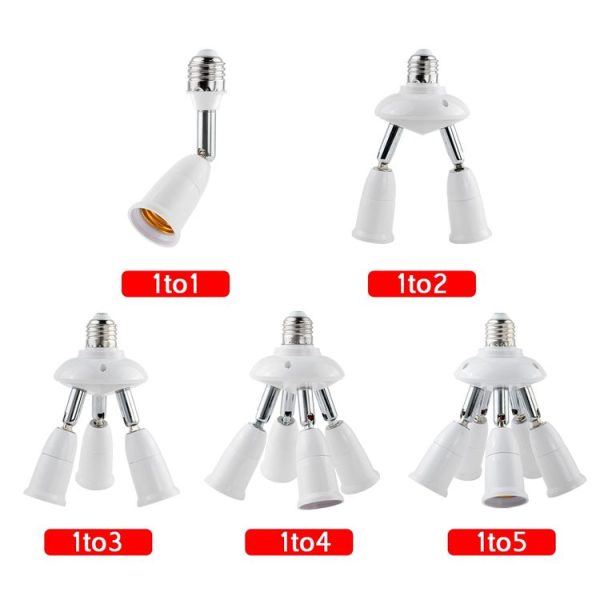 E27 to E27 Splitter Adjustable LED Light Bulb Holder Adapter Converter Socket Light Bulb Holder, type: 2 In 1 - Image 2