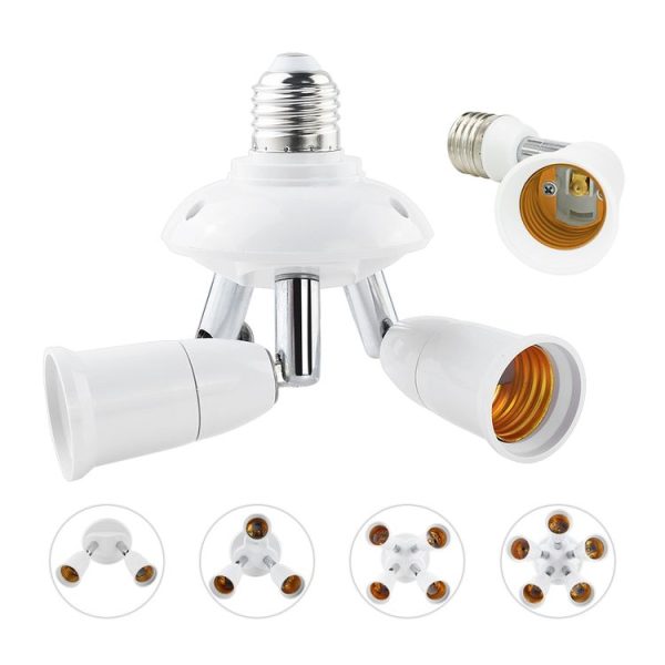 E27 to E27 Splitter Adjustable LED Light Bulb Holder Adapter Converter Socket Light Bulb Holder, type: 3 In 1 - Image 3