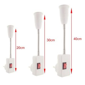 30CM AC 110-220V 6A E27 Bulb Holder Flexible Extension Converter Switch Adapter Socket (EU plug)