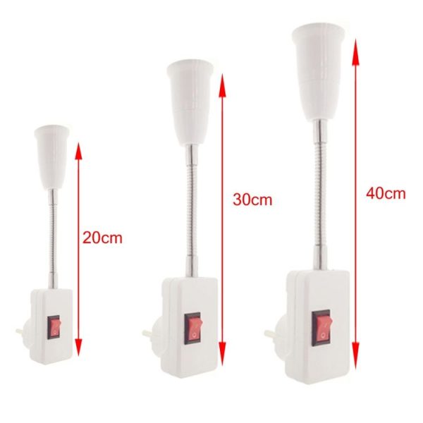 40CM AC 110-220V 6A E27 Bulb Holder Flexible Extension Converter Switch Adapter Socket (EU plug) - Image 2