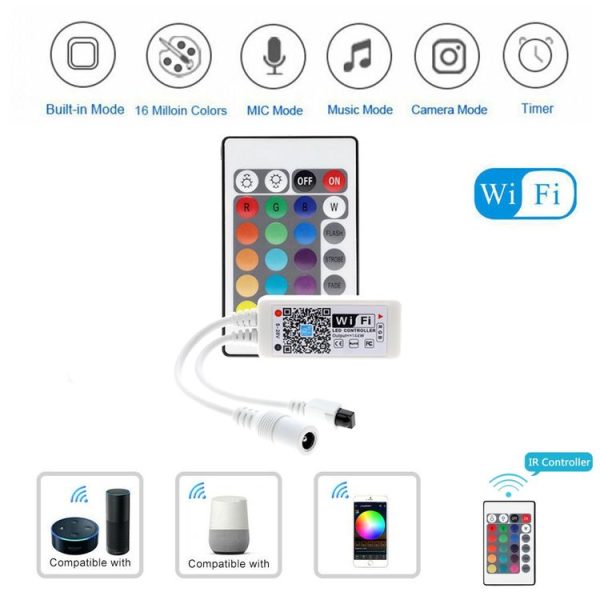 Smart Phone Control Music and Timer Mode Home Mini WIFI LED RGB Controller, type: RGBW Controller - Image 6