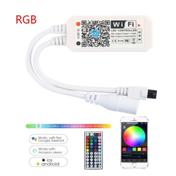 RGB Wifi LED Controller with 44 Keys Infrared Remote Control for 5050 2835 3528 LED Strip LED module, 5V-28V - Image 5