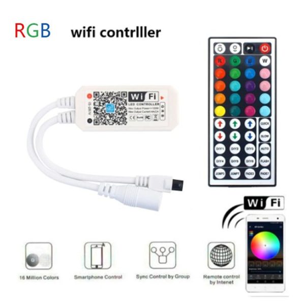 RGB Wifi LED Controller with 44 Keys Infrared Remote Control for 5050 2835 3528 LED Strip LED module, 5V-28V - Image 6
