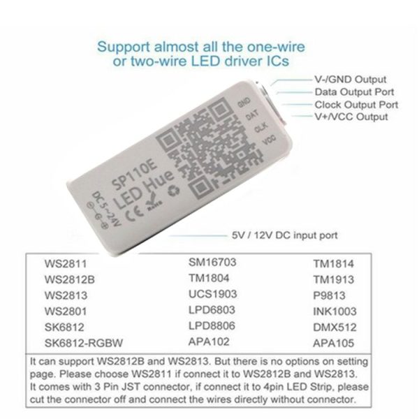 SP110E Bluetooth Pixel light Controller WS2811 WS2812B ws2812 dimmer SK6812 RGB RGBW APA102 WS2801 pixels Led Strip IOS Android - Image 5