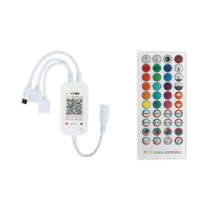 WiFi Smart 4 Pin RGB LED Strip Light Controller APP Remote Voice Control Works with Alexa Echo, 5-24V, type: WiFi 40-keys Controller
