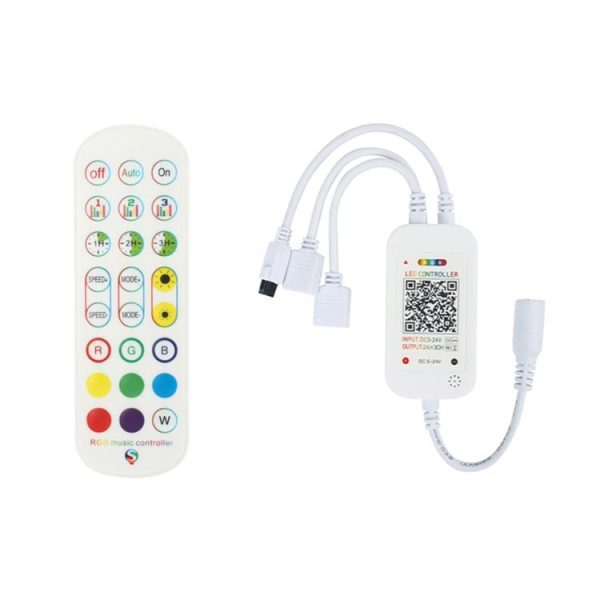 WiFi Smart 4 Pin RGB LED Strip Light Controller APP Remote Voice Control Works with Alexa Echo, 5-24V, type: WiFi 24-keys Controller - Image 2