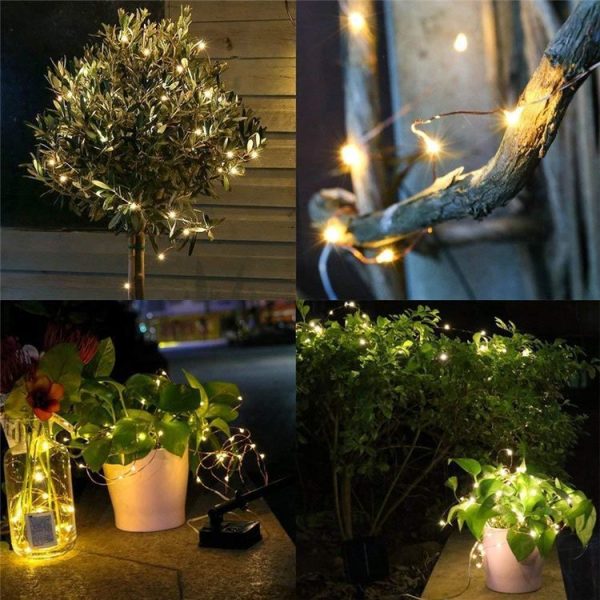 20m 200LED Solar Outdoor Waterproof Silver Wire Light String Christmas New Year Garden Decoration Garland Lights (Warm White Light) - Image 7