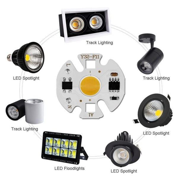 10 PCS COB LED Light Chip AC 220V LED Bulb Light Intelligent IC Driver Bulb Light DIY Spotlight Downlight Chip Outdoor Flood Light (10W (Cold White)) - Image 5