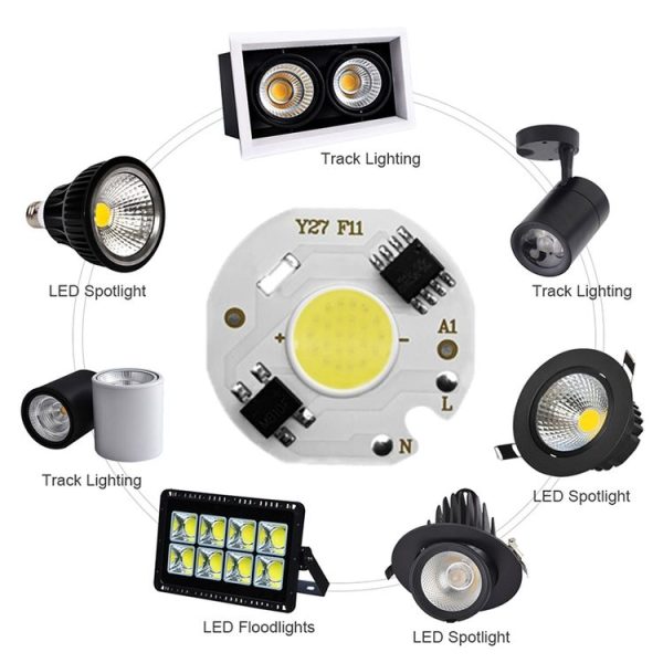 10 pcs COB LED Light Chip AC 220V LED Bulb Light Intelligent IC Driver Bulb Light DIY Spotlight Downlight Chip Outdoor Flood Light (12W (cold white)) - Image 5
